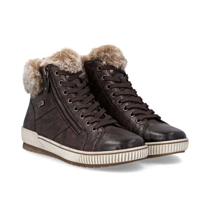 bottines femme marron fourrées Remonte D0780