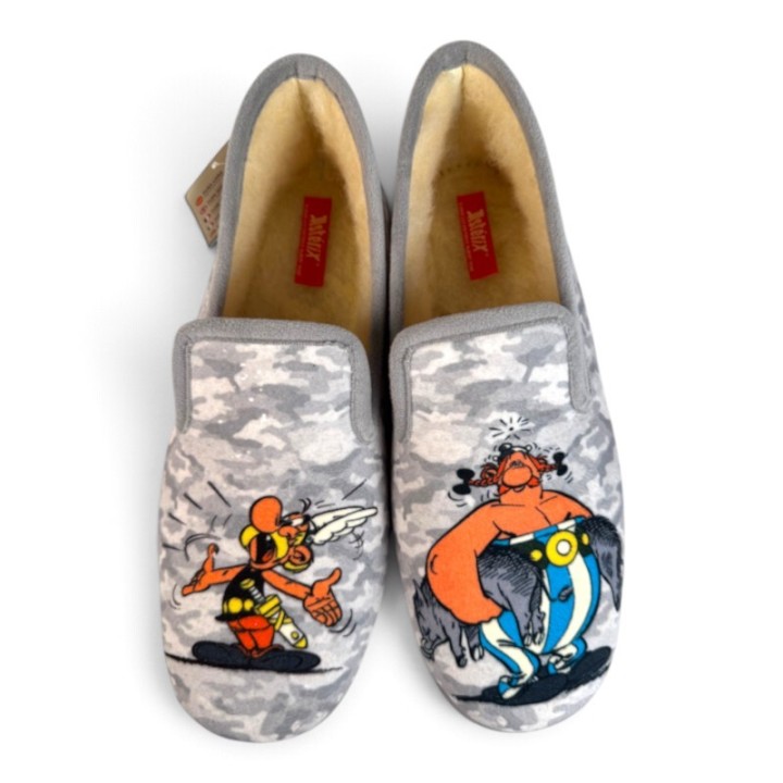 Charentaises fourrées pure laine pour homme -Asterix et Obelix - La Maison de l'Espadrille