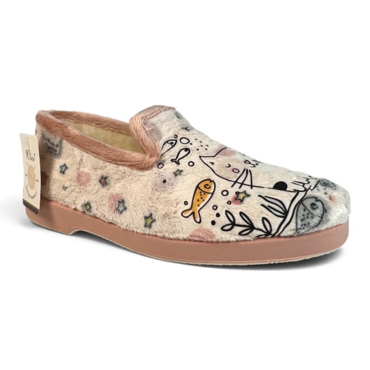 Charentaises fourrées laine de mouton femme fantaisie La Maison de l'Espadrille