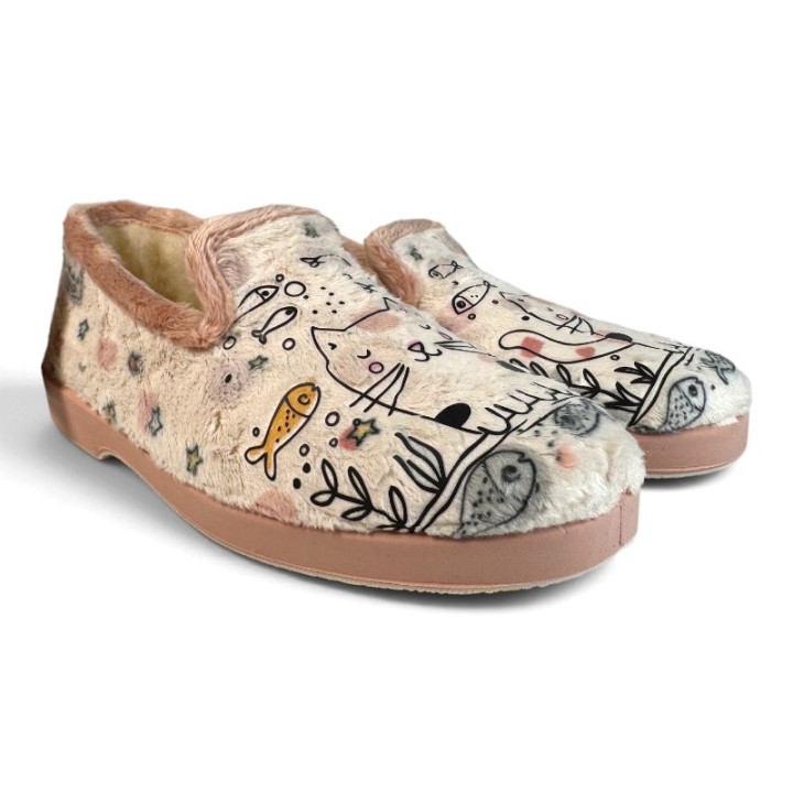 Charentaises fourrées laine de mouton femme fantaisie La Maison de l'Espadrille